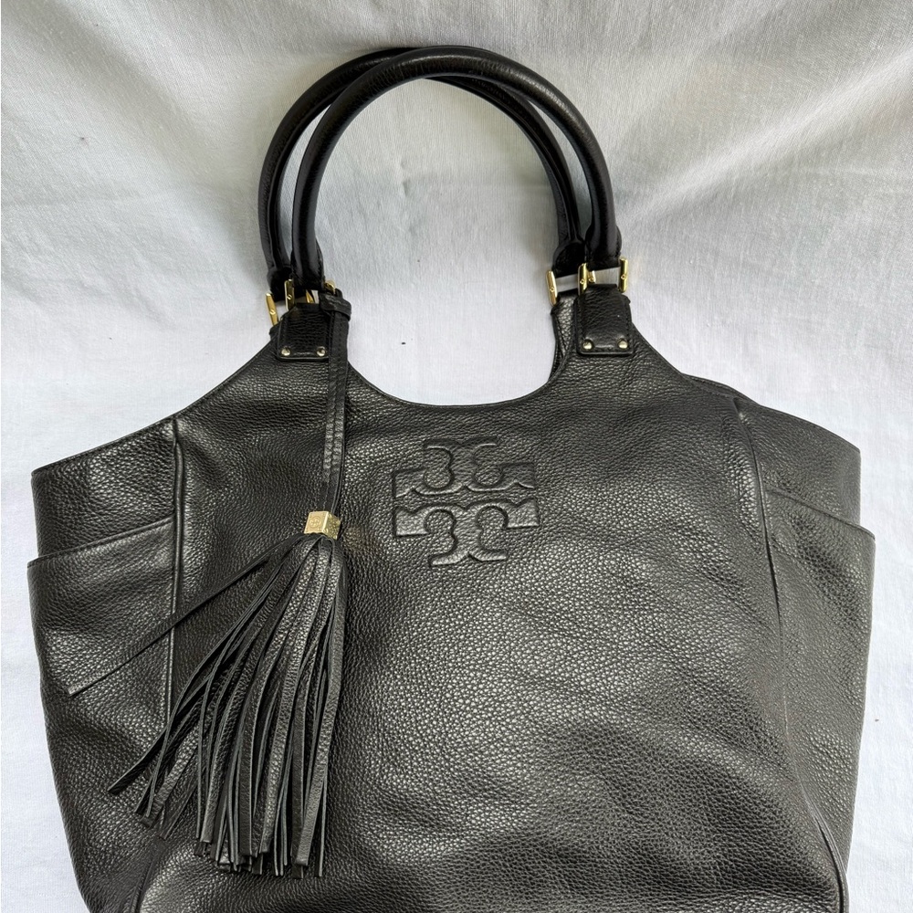 Tory Burch Black Pebbled Tote